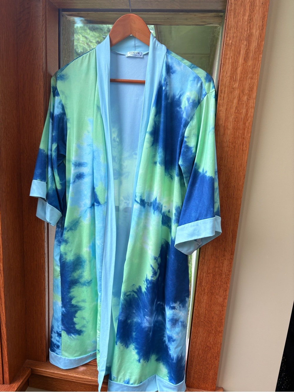 Light Blue & Blue Tie-Dye Kimono Robe M